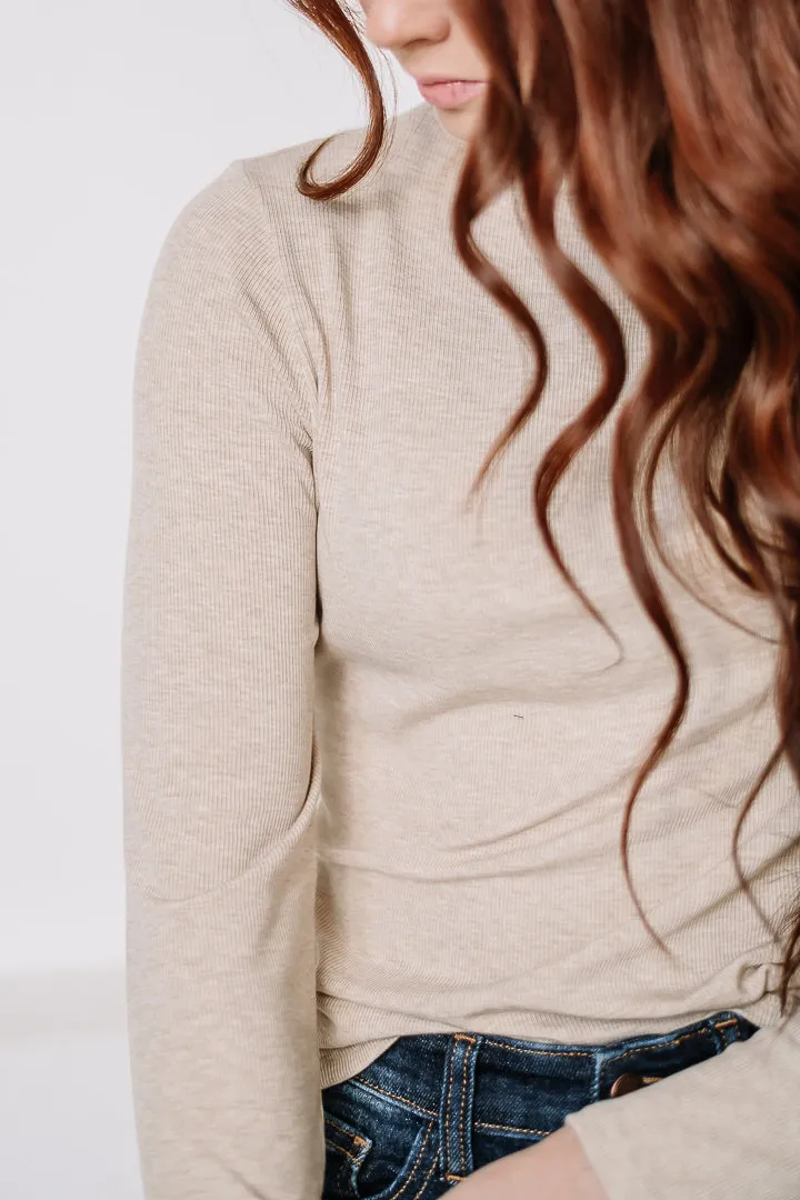 Do Me A Solid Mock Neck Top | Oatmeal