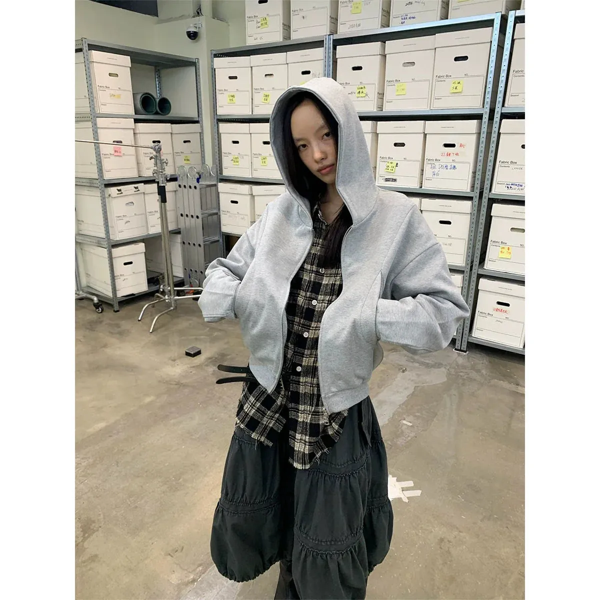Double-Sided Knit Hooded Zipper Sweatshirt