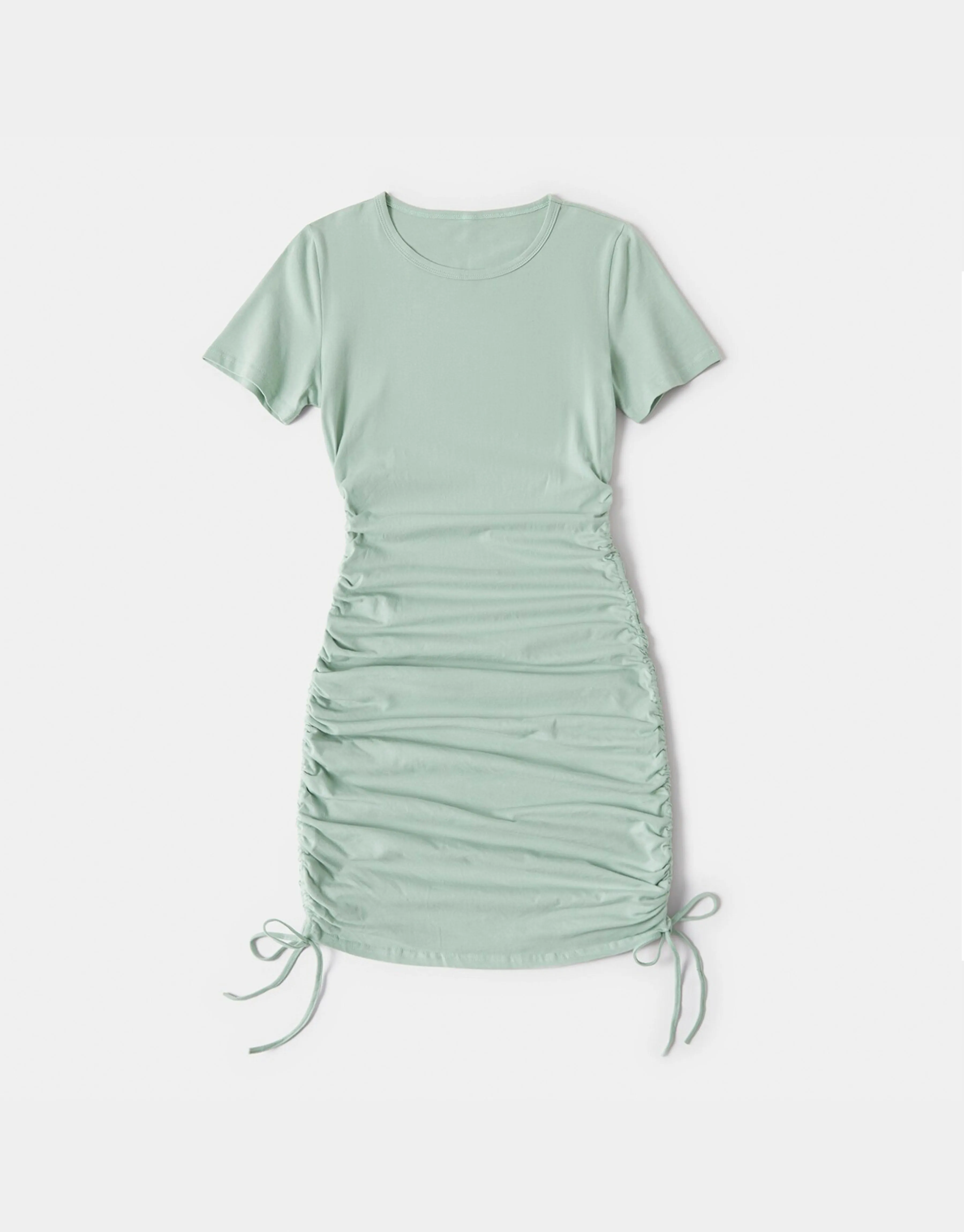 Drawstring Short Sleeve Mini Dresses for Mommy and Me - Light Green