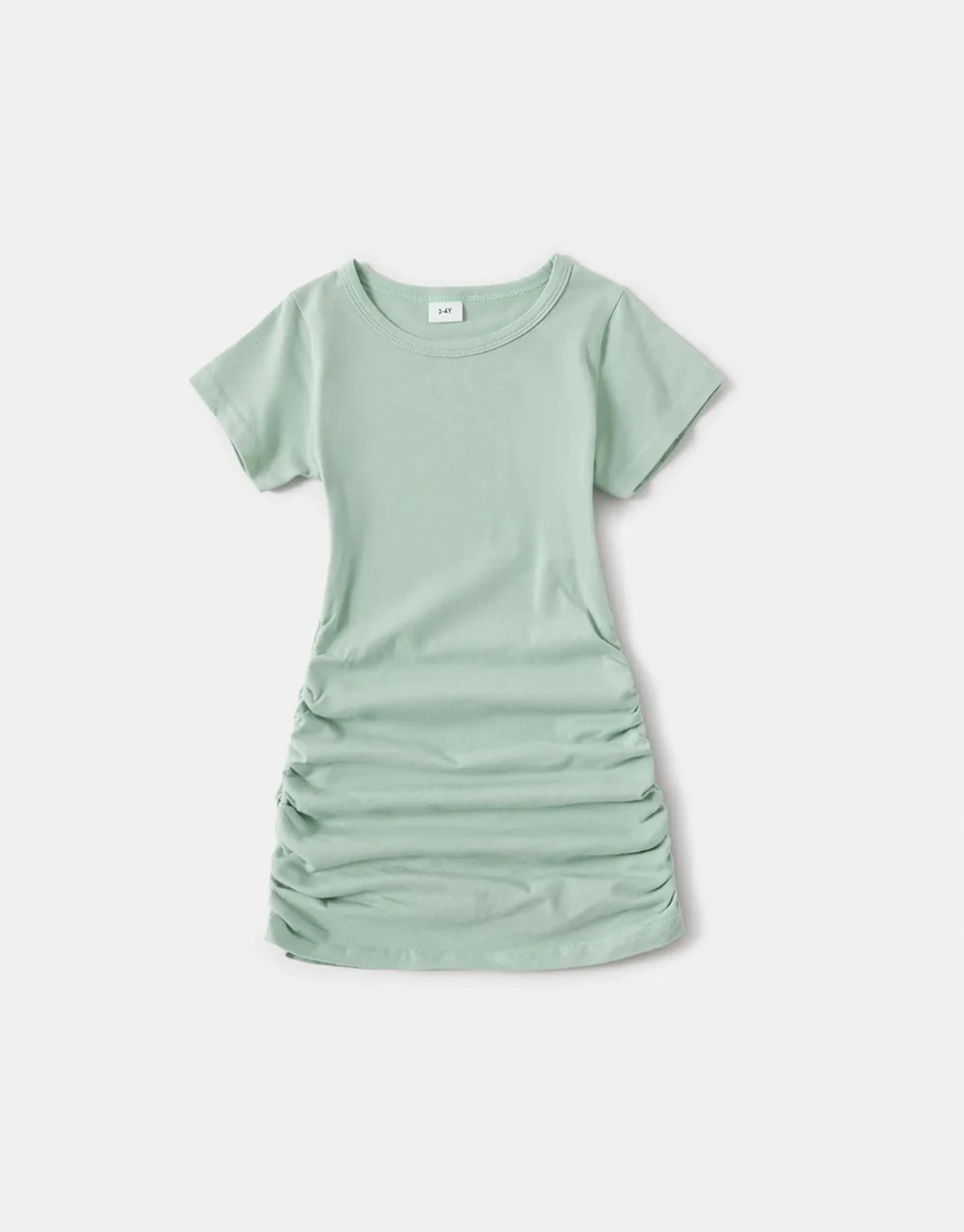Drawstring Short Sleeve Mini Dresses for Mommy and Me - Light Green