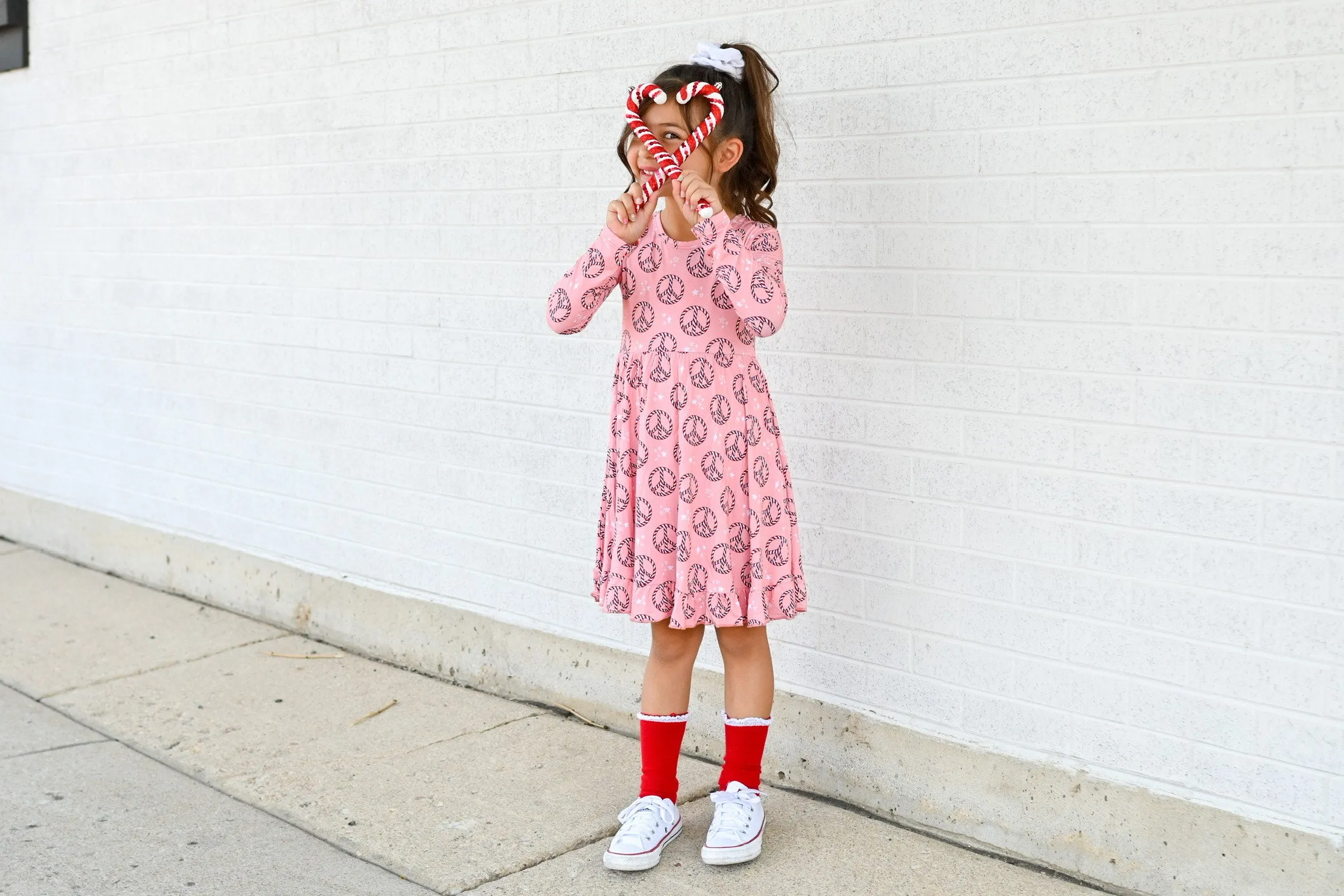 Dream Big Little Co Christmas Peace Dream Ruffle Dress