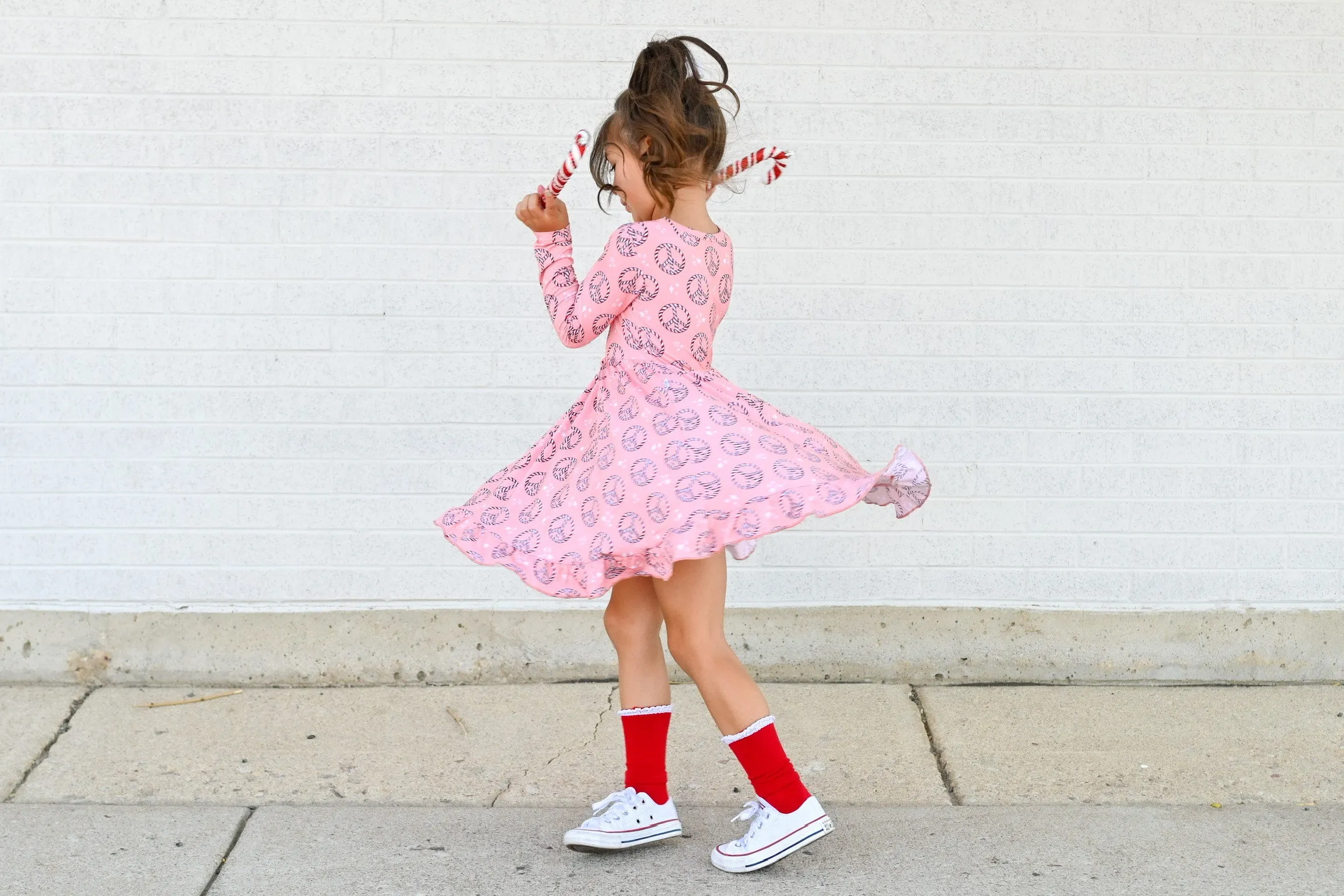 Dream Big Little Co Christmas Peace Dream Ruffle Dress