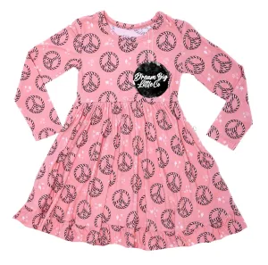 Dream Big Little Co Christmas Peace Dream Ruffle Dress