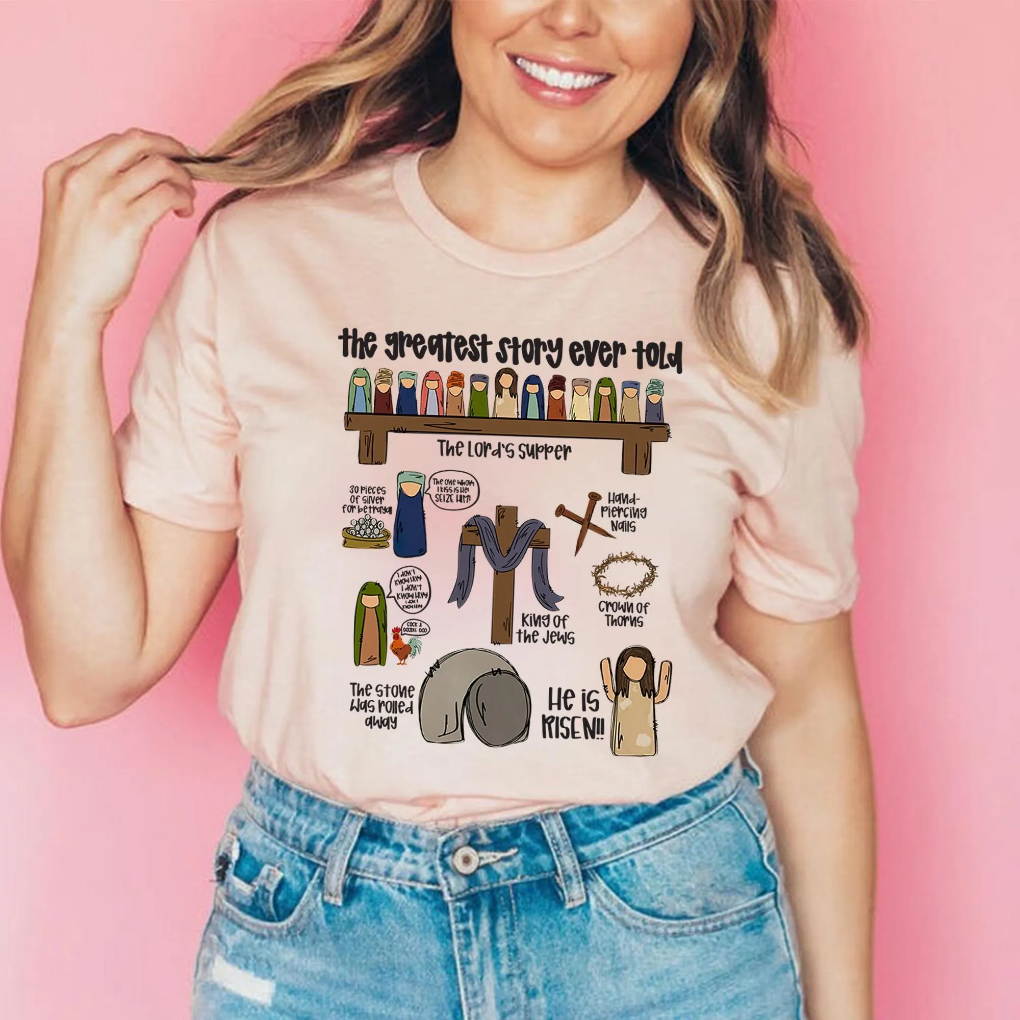 Easter Shirt - The Greatest Story Ever Told: Bible Stories Kids Retro T-shirt