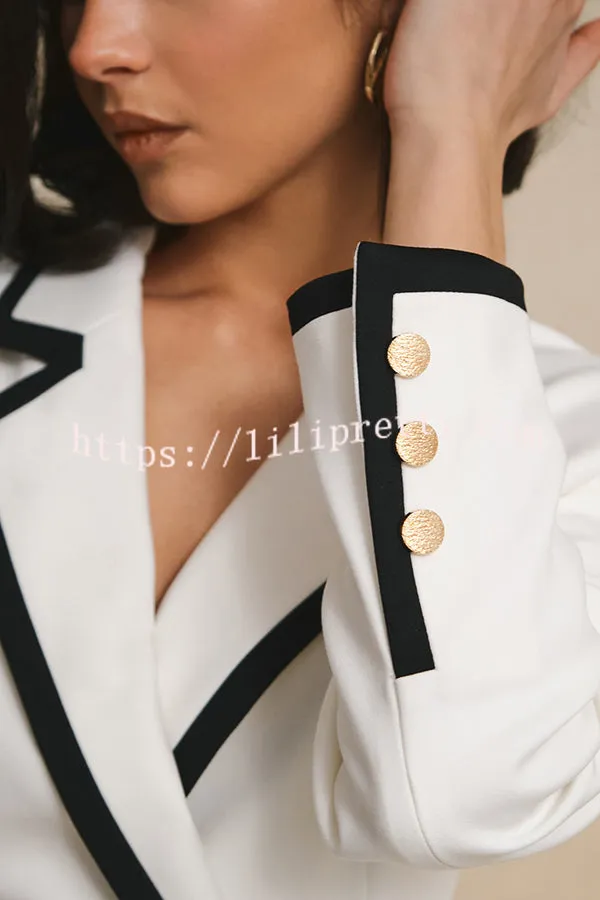 Elegance and Happiness Contrast Edging Metal Button Blazer Mini Dress