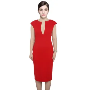 Elegant V-Neck Sleeveless Knee-length Temperament Charm Stretch Bodycon Party Cocktail Women Dresses Vestidos