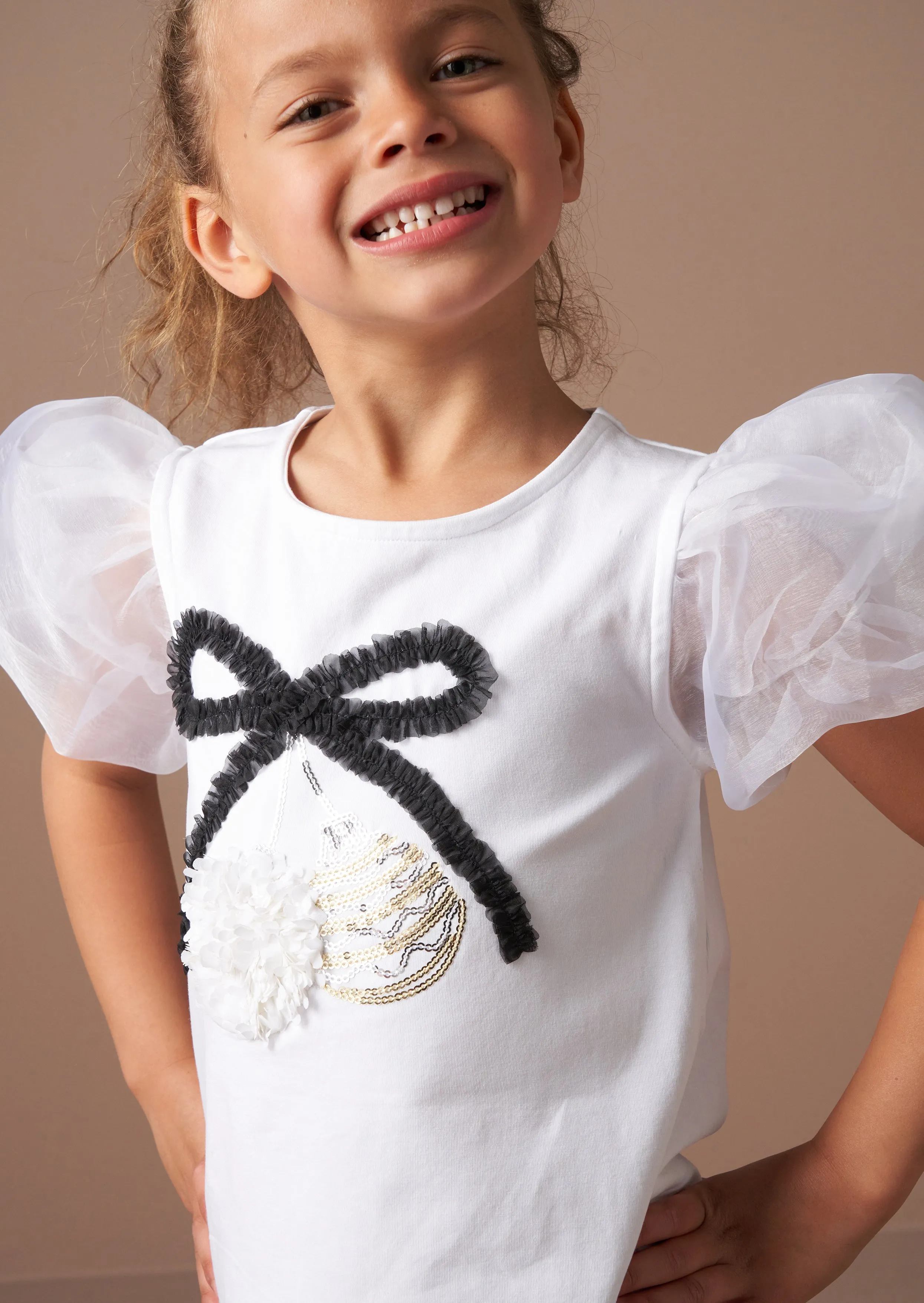 Elodie White Sequin Bauble T Shirt