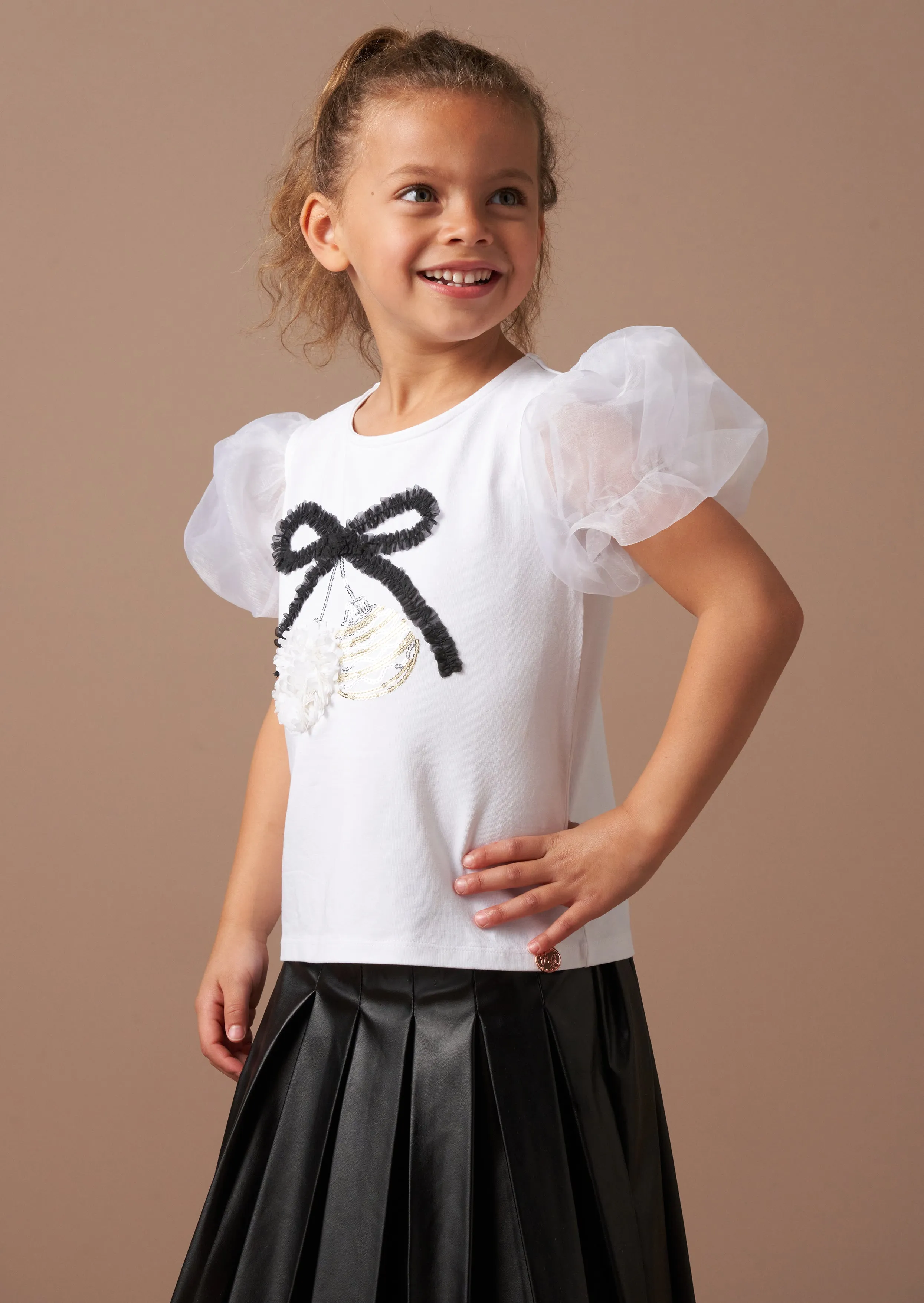 Elodie White Sequin Bauble T Shirt