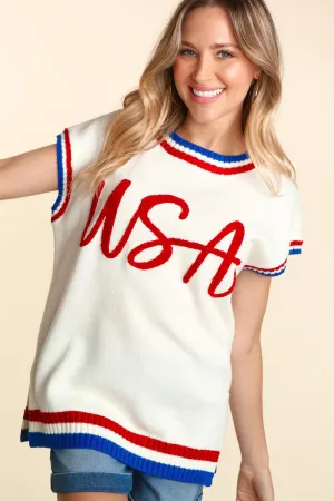 Embroidery Slit Knit Top