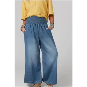 Escape the Ordinary: Chic Smocked Wide Leg Jeans for Fashion Rebels 👖✨