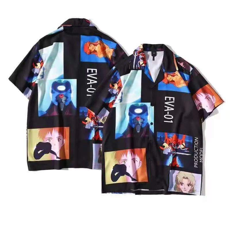Eva-01 Animated Men's Black Aloha Shirt