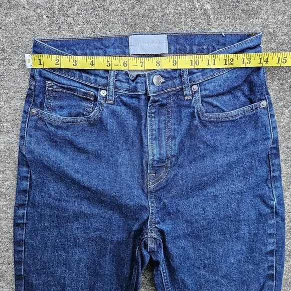Everlane Cheeky Jeans Medium Rise Dark Wash Pants Cutoff Raw Hem Pants Womens 29