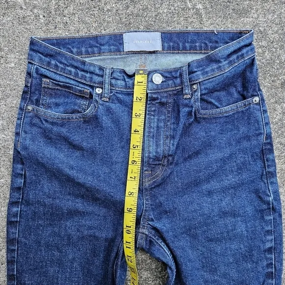 Everlane Cheeky Jeans Medium Rise Dark Wash Pants Cutoff Raw Hem Pants Womens 29