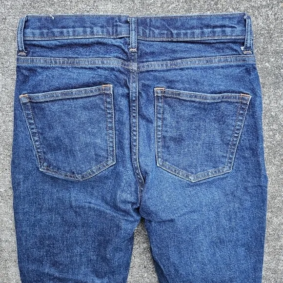 Everlane Cheeky Jeans Medium Rise Dark Wash Pants Cutoff Raw Hem Pants Womens 29