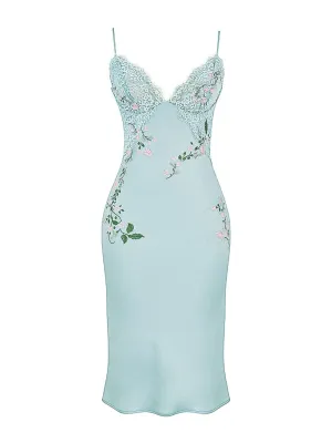 Fallon Light Lade Embroidered Slip Dress