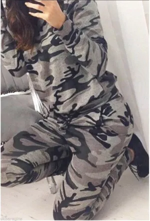 Fashion spring Autumn long sleeve BDU Camouflage suit womens tracksuits uniform women's set