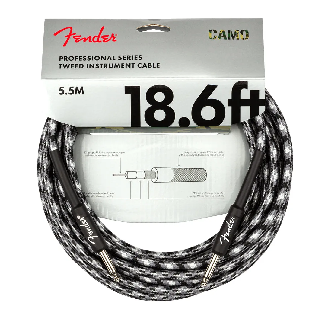 Fender - Professional Series Instrument Cable, Straight/Straight, 18.6', Winter Camo