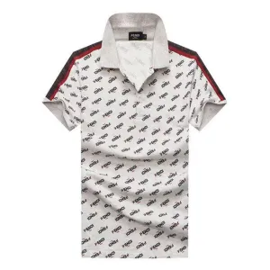 Fendi Roma Full Crested Logo Design White Polo Shirt