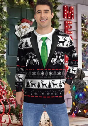 Festive Round Neck Long Sleeve Christmas Printed Holiday Top