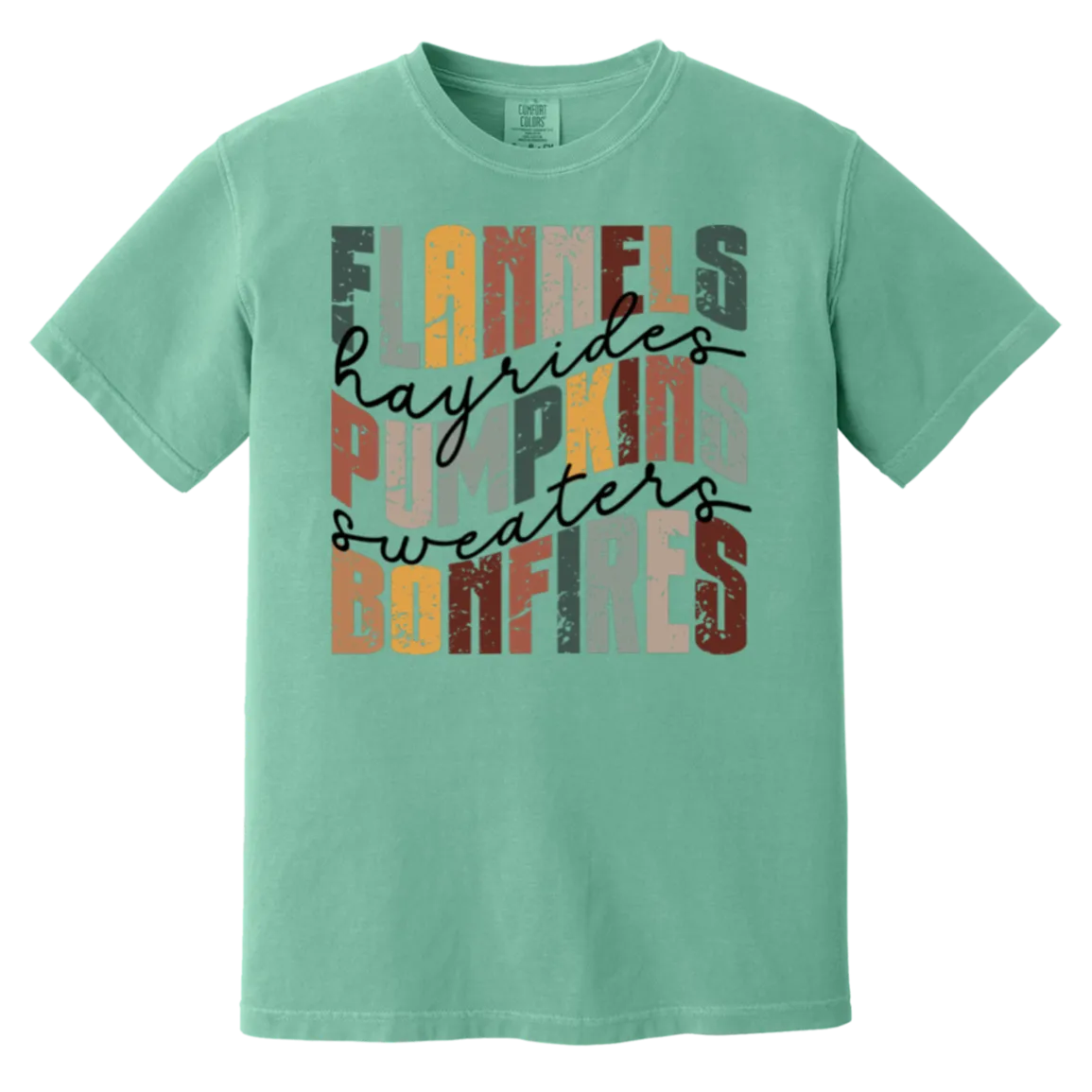 Flannels, Hayrides, and Bonfires Comfort Colors T-Shirt – Embrace the Autumn Spirit!