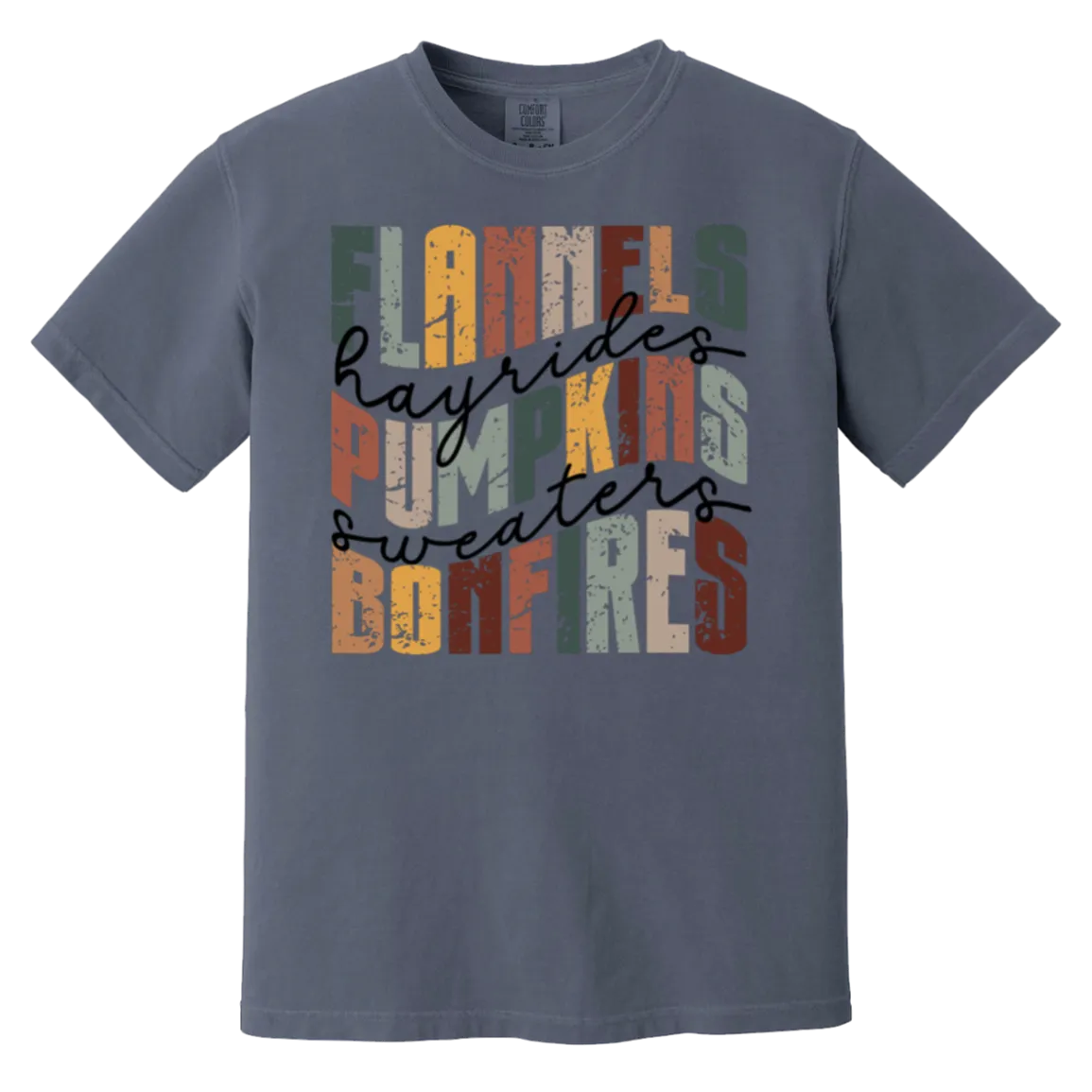 Flannels, Hayrides, and Bonfires Comfort Colors T-Shirt – Embrace the Autumn Spirit!