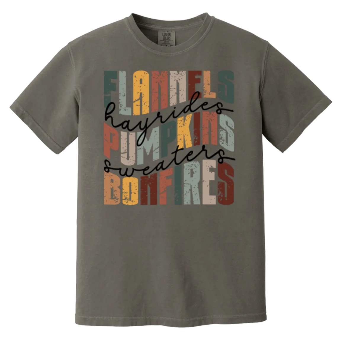 Flannels, Hayrides, and Bonfires Comfort Colors T-Shirt – Embrace the Autumn Spirit!