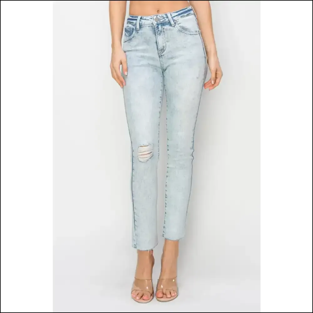 Flaunt your Curves with Risen High Rise Distressed Jeans – Look Fab, Feel Bad! 😏