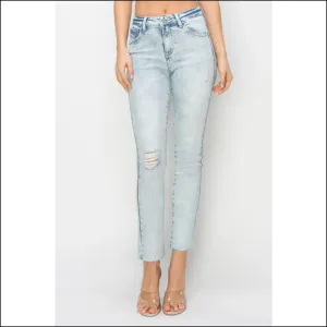 Flaunt your Curves with Risen High Rise Distressed Jeans – Look Fab, Feel Bad! 😏