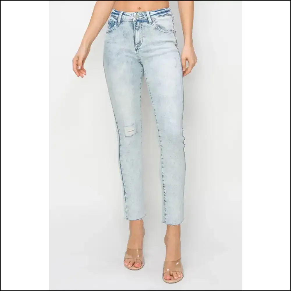 Flaunt your Curves with Risen High Rise Distressed Jeans – Look Fab, Feel Bad! 😏