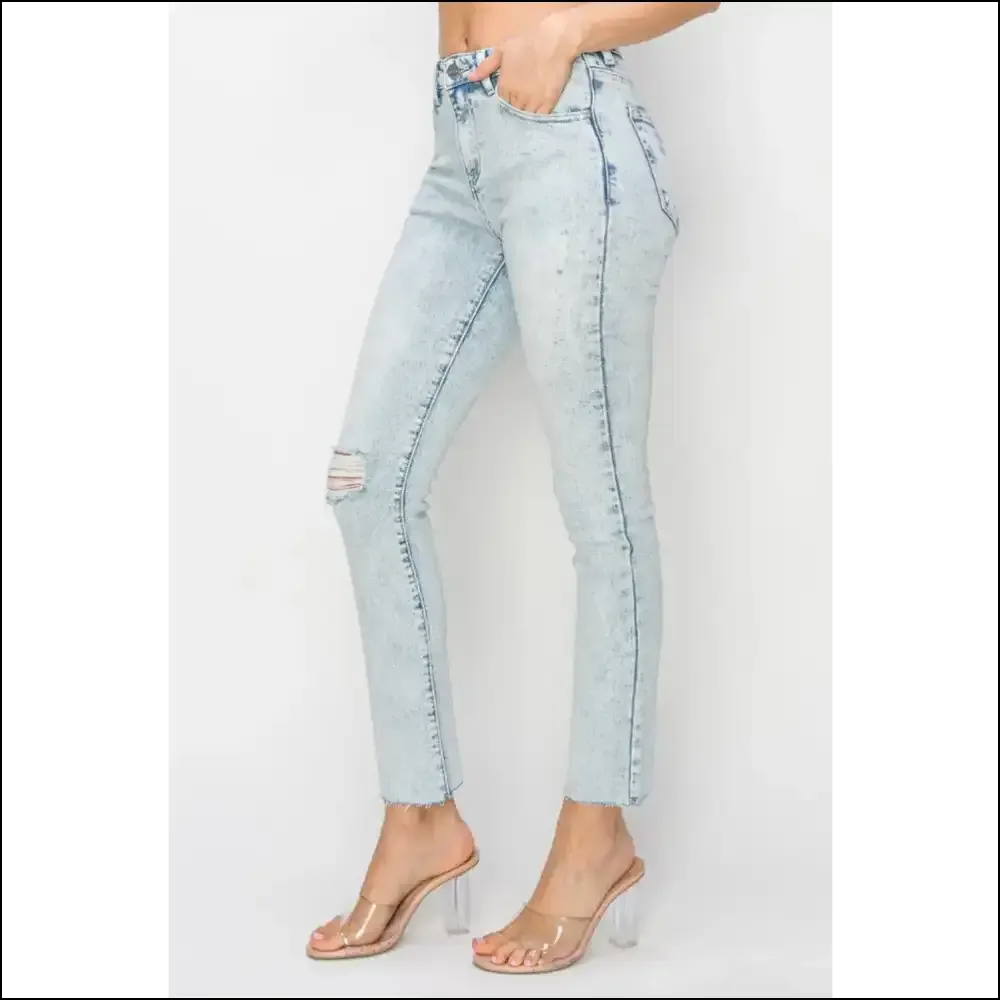 Flaunt your Curves with Risen High Rise Distressed Jeans – Look Fab, Feel Bad! 😏