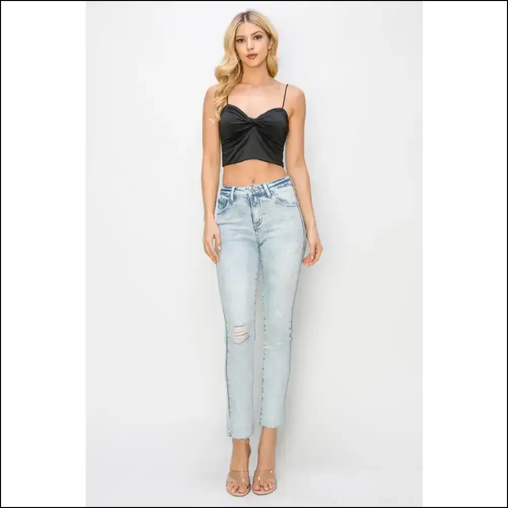 Flaunt your Curves with Risen High Rise Distressed Jeans – Look Fab, Feel Bad! 😏