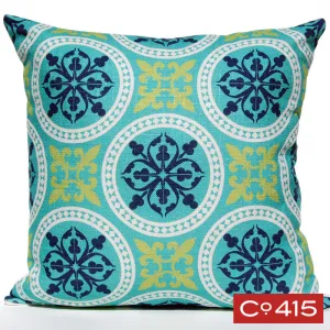 Fleur de Lis Circles Pillow - Ocean