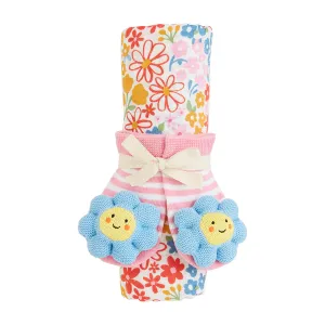 Floral Swaddle & Rattle Set