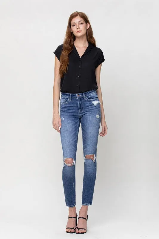 Flying Monkey Distressed Mid Rise Ankle Skinny Jeans
