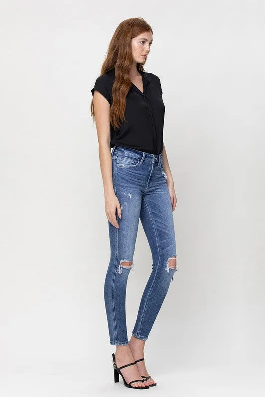 Flying Monkey Distressed Mid Rise Ankle Skinny Jeans