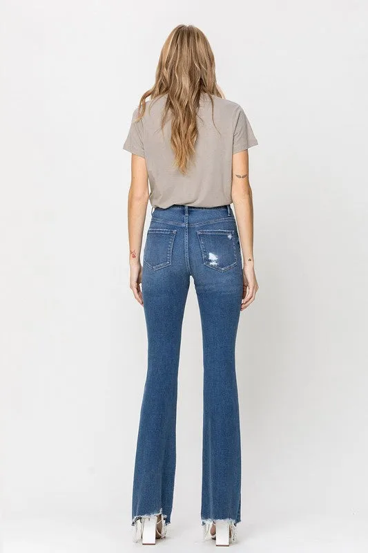 Flying Monkey High Rise Distressed Raw hem Flare Jeans