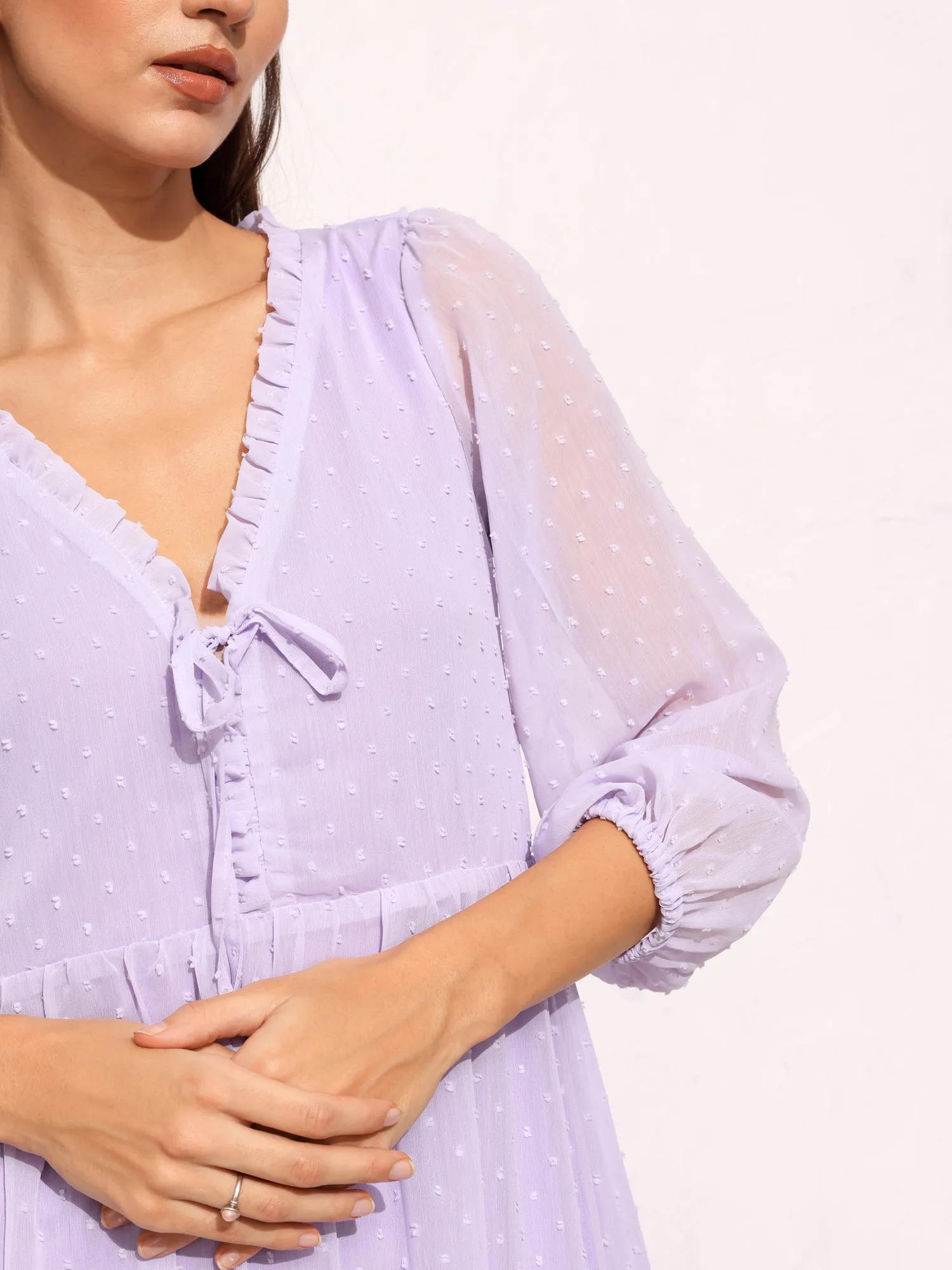 Front Tieup Loose Fit Midi Dress