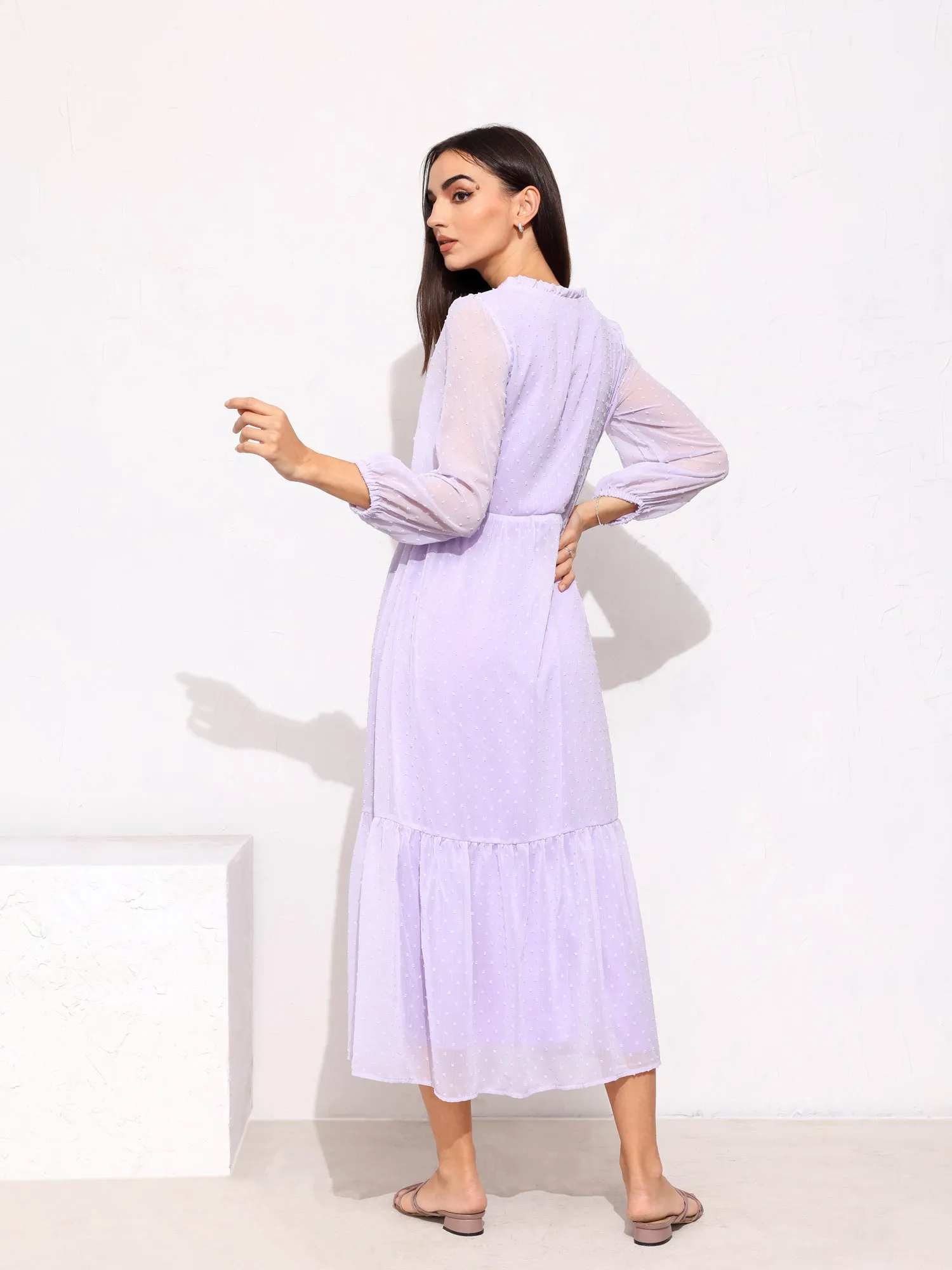 Front Tieup Loose Fit Midi Dress
