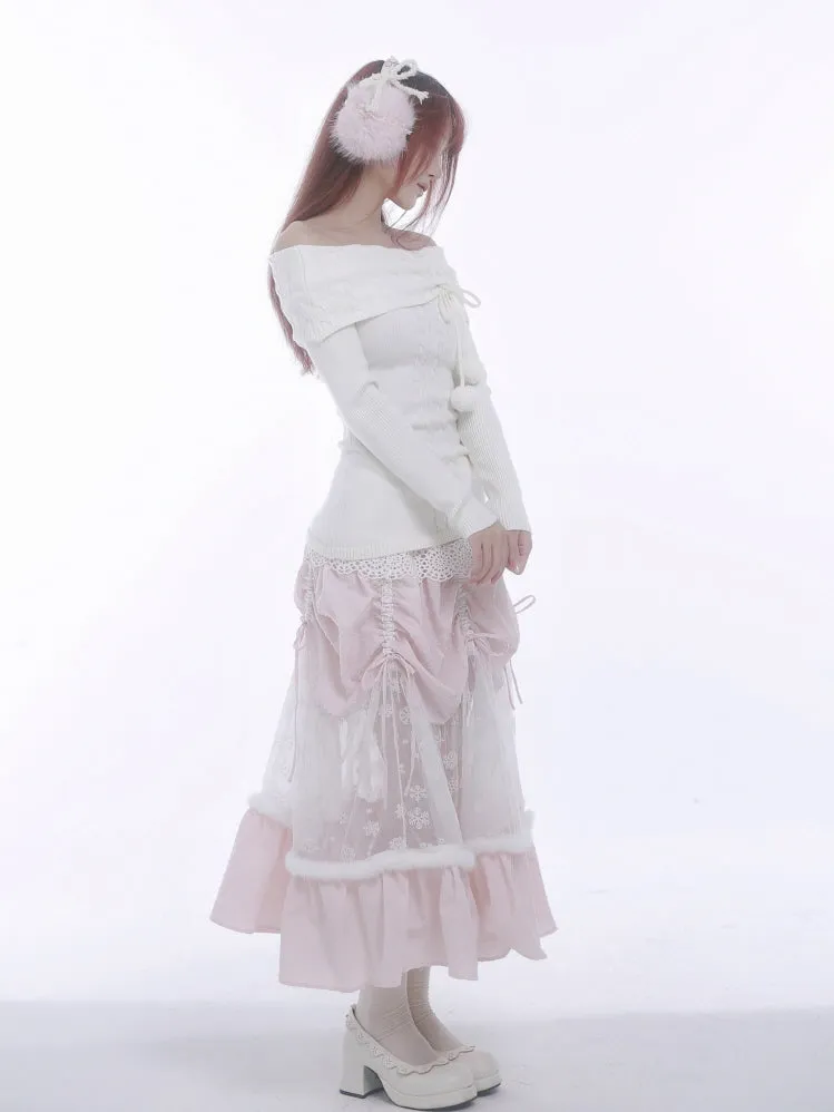 Frosted Rose Off-Shoulder Knit Top