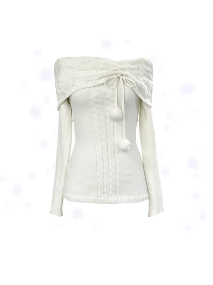 Frosted Rose Off-Shoulder Knit Top