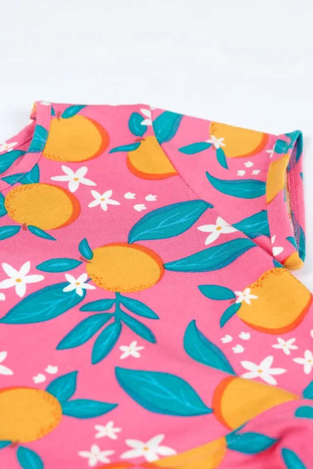 Frugi Summer Skater Dress Qr1pi Orange Blossom