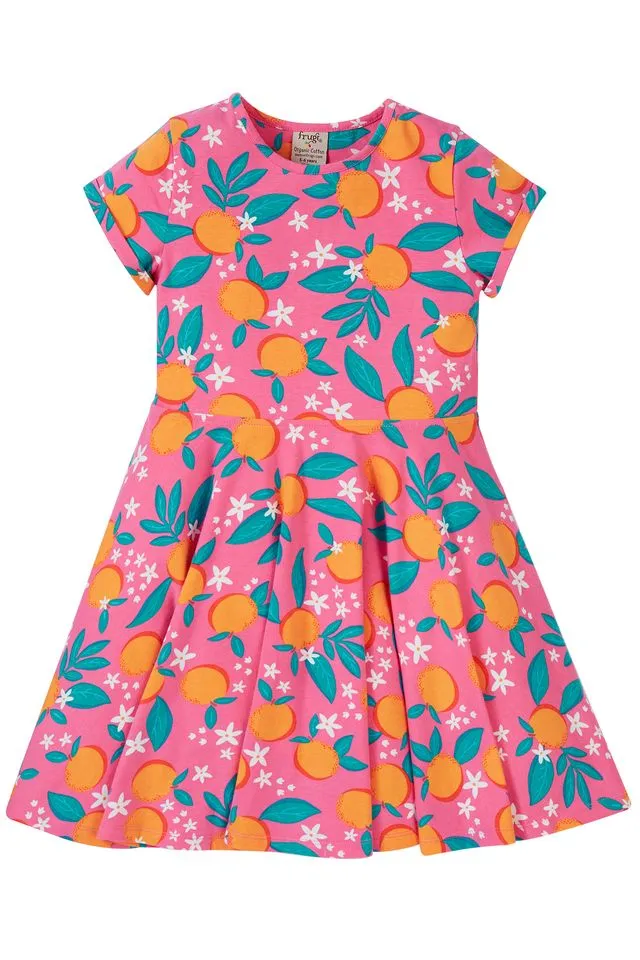 Frugi Summer Skater Dress Qr1pi Orange Blossom