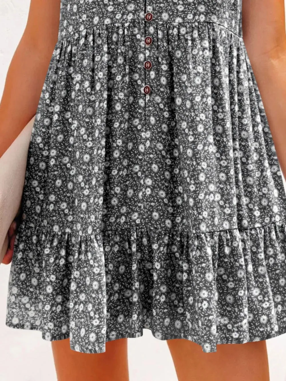 Full Size Floral V-Neck Flutter Sleeve Mini Dress Plus Size