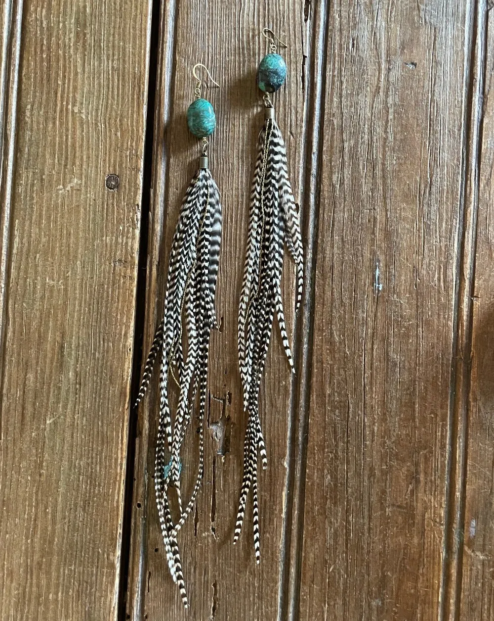 Gaia Turquoise and Feather Earrings