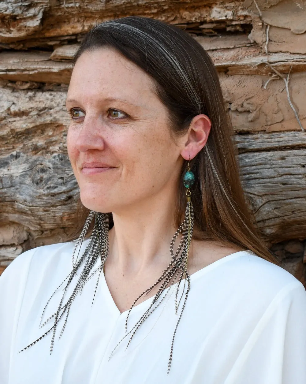 Gaia Turquoise and Feather Earrings