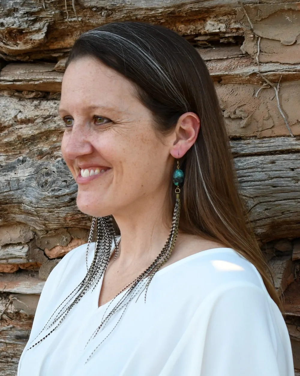 Gaia Turquoise and Feather Earrings