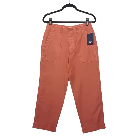 GAP Coral Peach Orange High Rise Straight Leg Crop Jeans 6 (Small) NWT