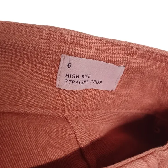 GAP Coral Peach Orange High Rise Straight Leg Crop Jeans 6 (Small) NWT