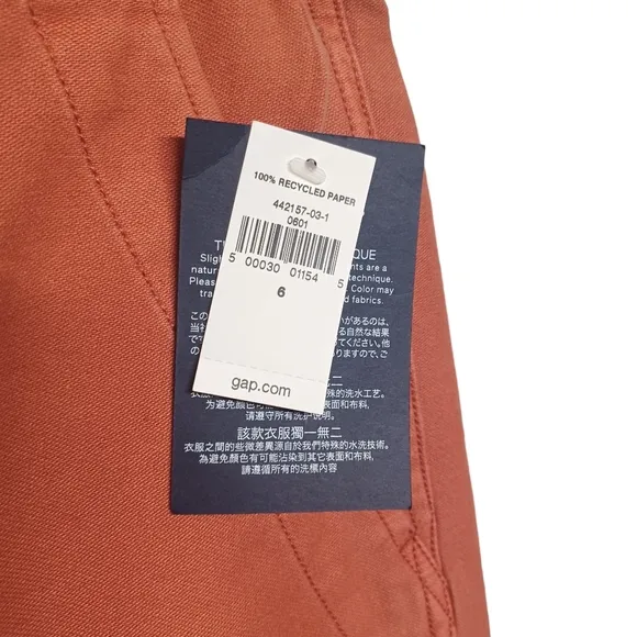 GAP Coral Peach Orange High Rise Straight Leg Crop Jeans 6 (Small) NWT