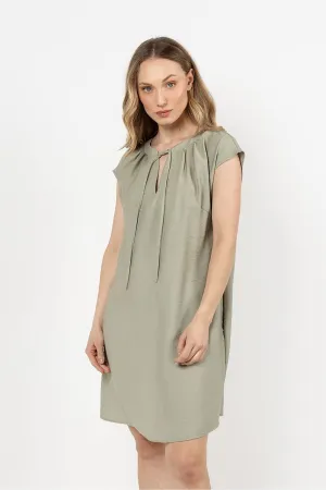 Gathered Neckline Loose Fit Dress